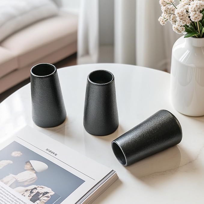 Modern Black 5.9'' Ceramic Vase Set of 6 - Image 3