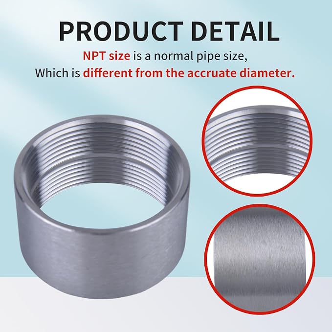 304 Stainless Steel 2 Inch NPT Female Thread Weld On Pipe Fitting Bung 2" NPT - Image 4