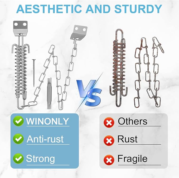 Storm Door Chain Screen Door Spring Closer 2 Pack Prevent Storm Damage Stop | - Image 4