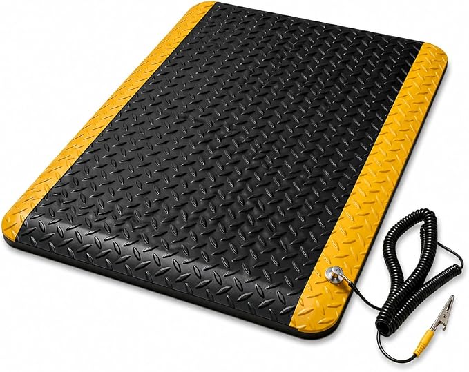 2' x 3' ESD Anti-Fatigue Conductive Mat, Durable Heavy Duty Diamond Plate by BROADIHOME
