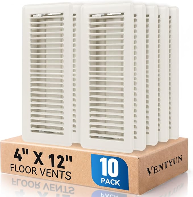 4" x 12" Floor Register Vent Covers 10-Pack, Cream White by VENTYUN