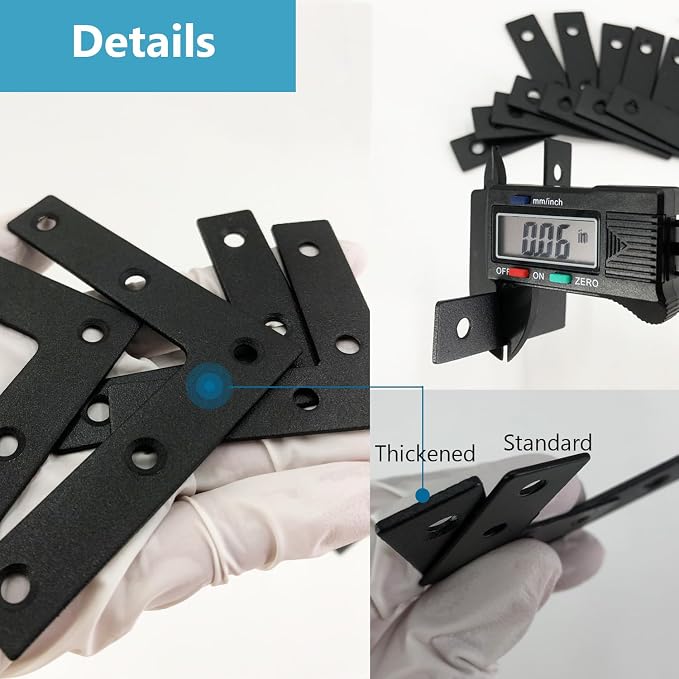 QSJ 16 Pcs L Flat Straight Brackets Corner Bracket Set 8Pcs 2.36''/8Pcs 3.15'' - Image 3