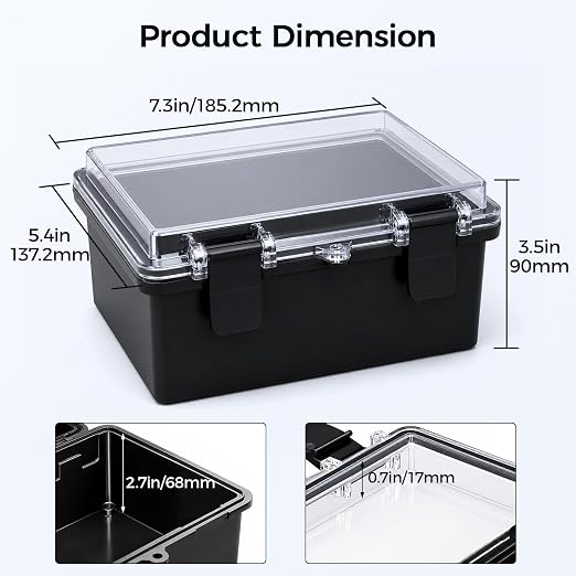 LeMotech Junction Box IP67 Waterproof Electrical Box ABS Plastic Hinged Shell - Image 3