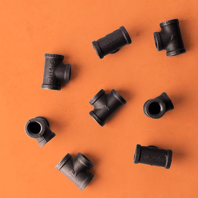 1/2" Tee Fitting, PIPE DECOR Black Malleable Iron Fittings Fit Standard 1/2 - Image 5