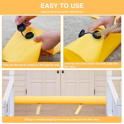 4 Pack 6 ft Flood Barrier for Home, Reusable Outdoor Water Barriers, Water - Image 9