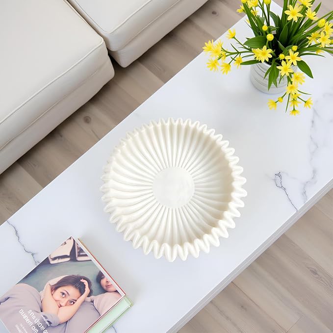Braxio Decorative Bowl Modern Home Decor – Resin Ruffle Bowl Decorative Catchall - Image 8