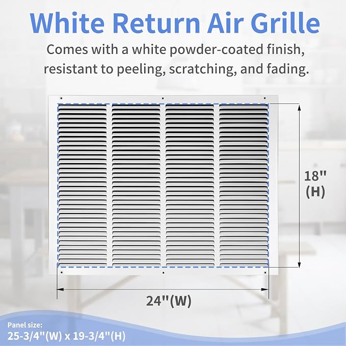 Howeall 24"W x 18"H Steel Return Air Grille, Air Return Vent Cover - Image 3