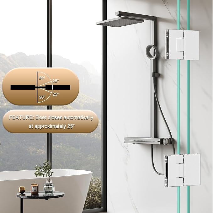 Alise Glass Shower Door Hinges, 180 Degree Shower Door Hinges - Image 7