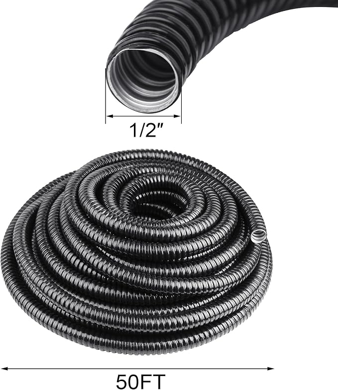 1/2 inch x 50 ft Flexible Electrical Conduit, PVC Coated Liquid-Tight - Image 2