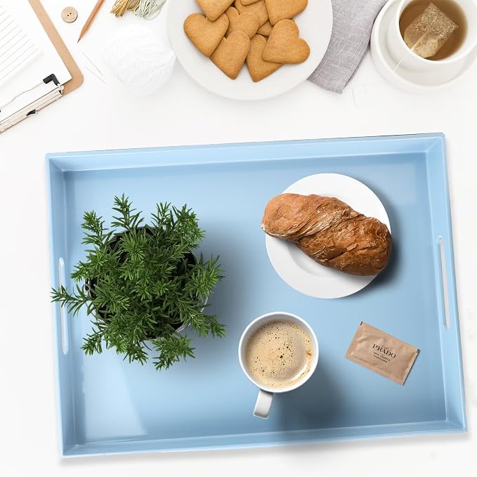 Spsyrine Serving Tray with Handles, Plastic Decorative Tray - Image 2