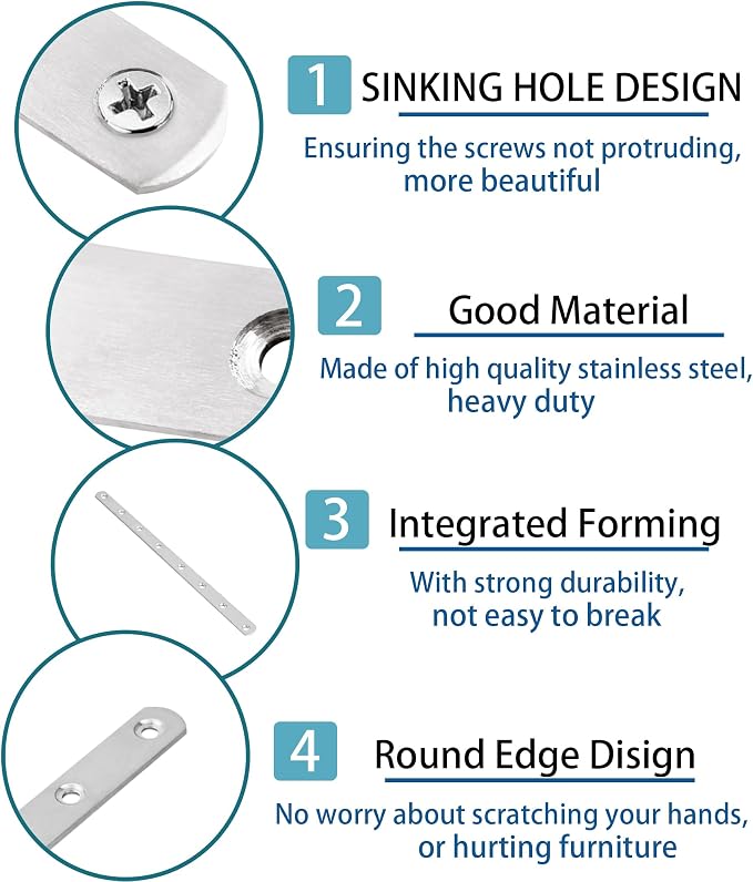 11.5 Inch Stainless Steel Straight Brace, Flat Straight Support, Repair Fixed - Image 4