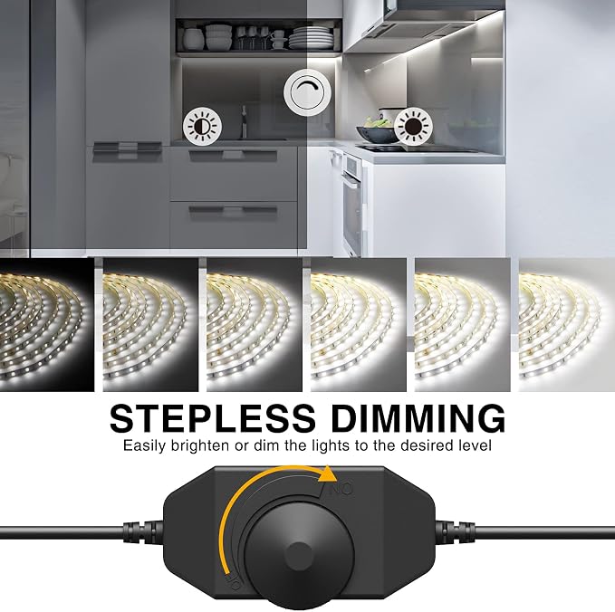 Onforu White LED Strip Lights, 32.8FT 6000K Super Bright Dimmable Tape Light Kit - Image 3