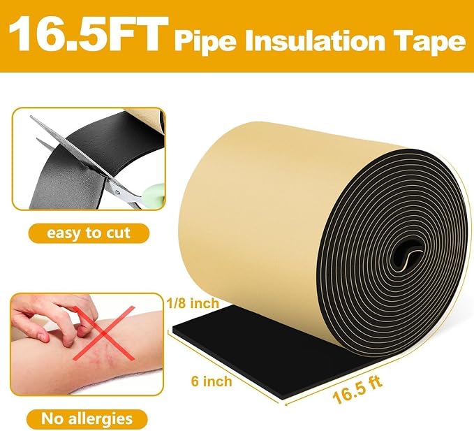 DEMEDO Pipe Insulation Tape, Pipe Wrap Insulation Foam Tape Self Adhesive - Image 5