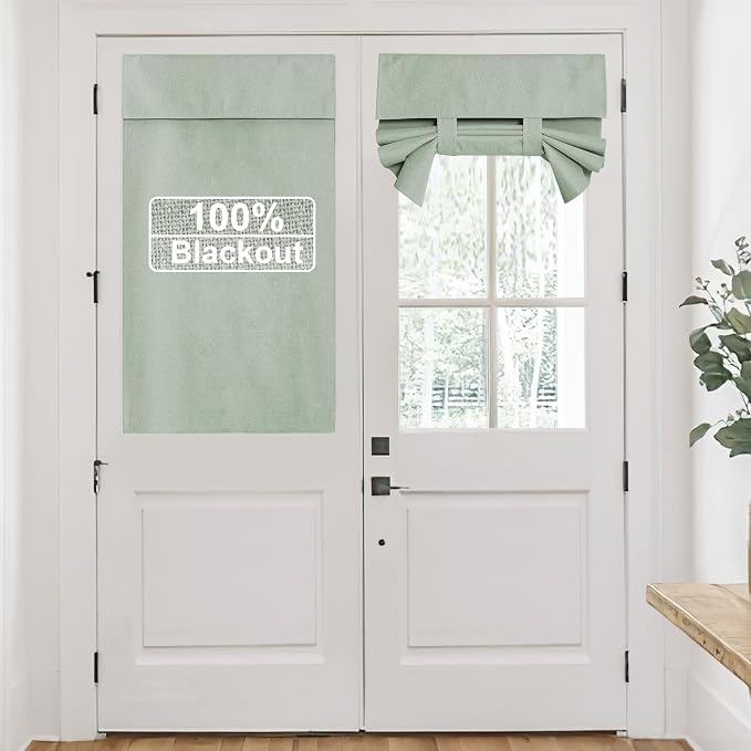 RYB HOME 100% Blackout Short French Door Linen Curtain by RYBHOME