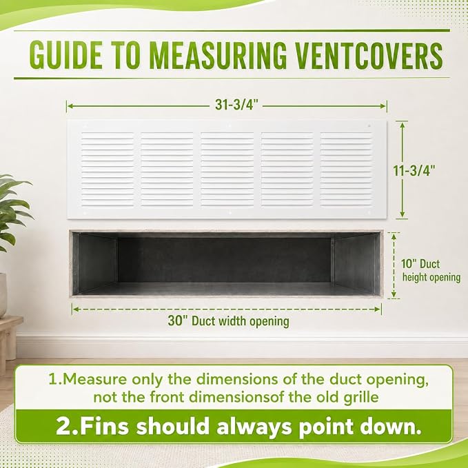 30" x 10" Return Air Grille Duct Opening, Ceiling Sidewall Floor Cold Air - Image 2