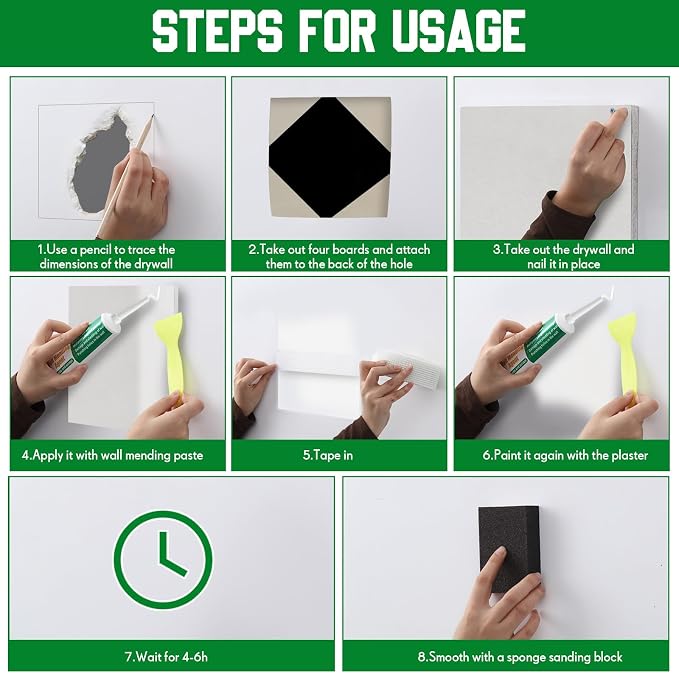 22 Pcs Drywall Repair Kit with 12x12x1/2" Drywall Repair Panel, Hole Patch Kit - Image 4