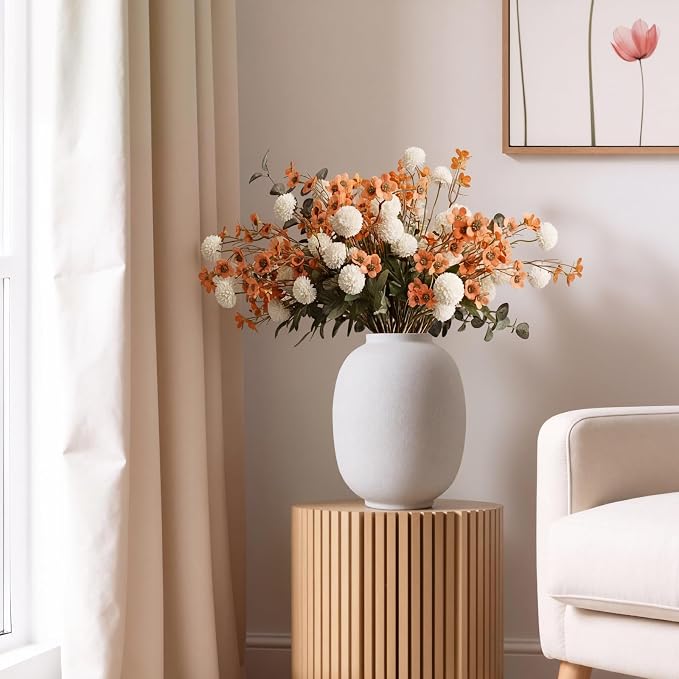 Ceramic Flower Vase Home Decor, 9.8 Inch Rustic Farmhouse Vases - Image 2