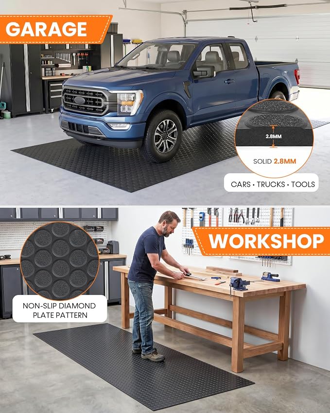 SEAL 6 x 20 FT Premium Garage Floor Mat, Solid 2.8mm Thick Lay-Flat Black - Image 3