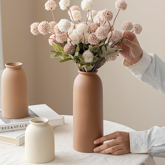 Large Decorative Ceramic Vase Set, 3 Pieces, Nordic Modern Boho Style, - Image 2