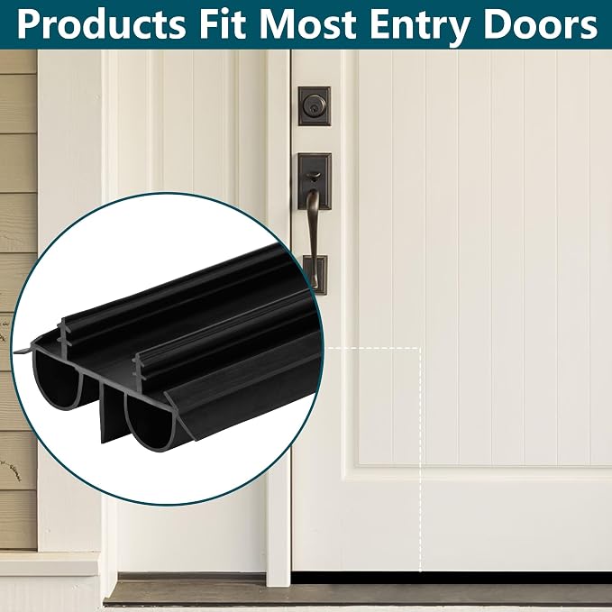 2 Pcs 36" Double Bubble Kerf Door Sweep Kit, Door Bottom Seal Weatherstrip | - Image 7