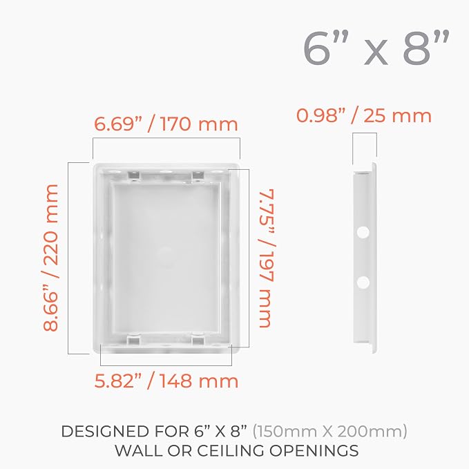 6x8 Inch White Access Panel for Drywall – ABS Plastic Square Wall, Ceiling - Image 2