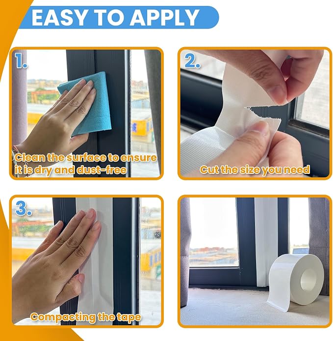 White Window Weather Sealing Tape, Window Draft Isolation Sealing Film Tape - Image 6