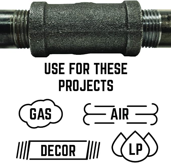 1/2" Plug Fitting, PIPE DECOR Black Malleable Iron Fittings Fit Standard 1/2 - Image 5