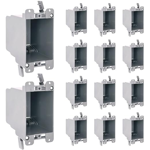 1-Gang Old Work Outlet Box, 14 Cubic Inch Single Gang PVC Electrical Box Swing by OhLectric