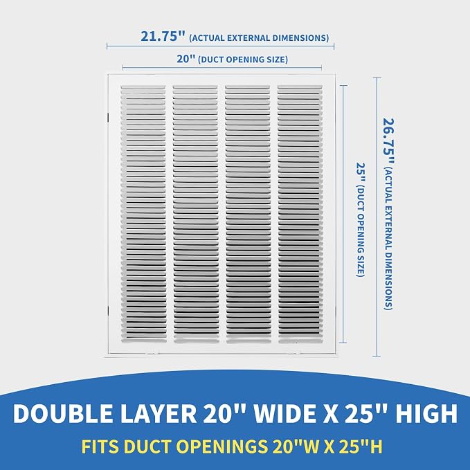20x25 Return Air Grille, Return Air Vent Cover - Image 2