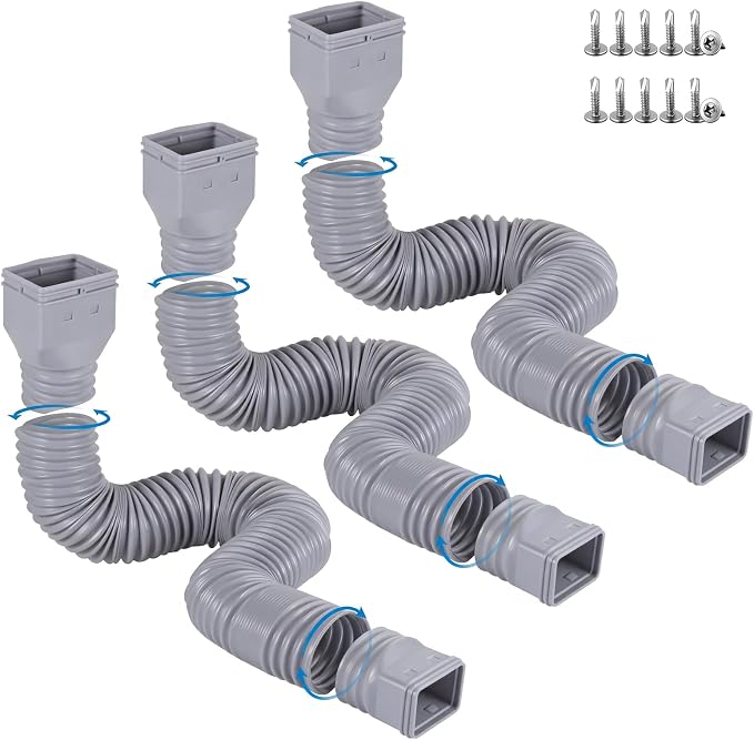 plusgutter Rain Gutter Downspout Extensions Flexible, Drain Downspout Extender by plusgutter
