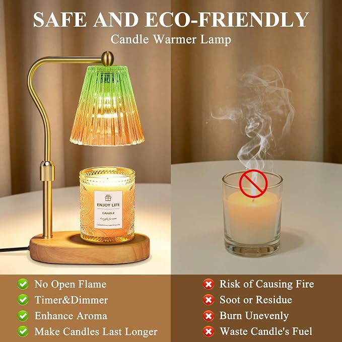 seenlast Green Gold Candle Warmer Lamp - Image 6