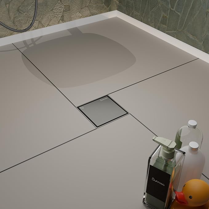 Sunrosa 4 Inch Square Shower Drain, Brushed Nickel, 304 Stainless Steel | - Image 8