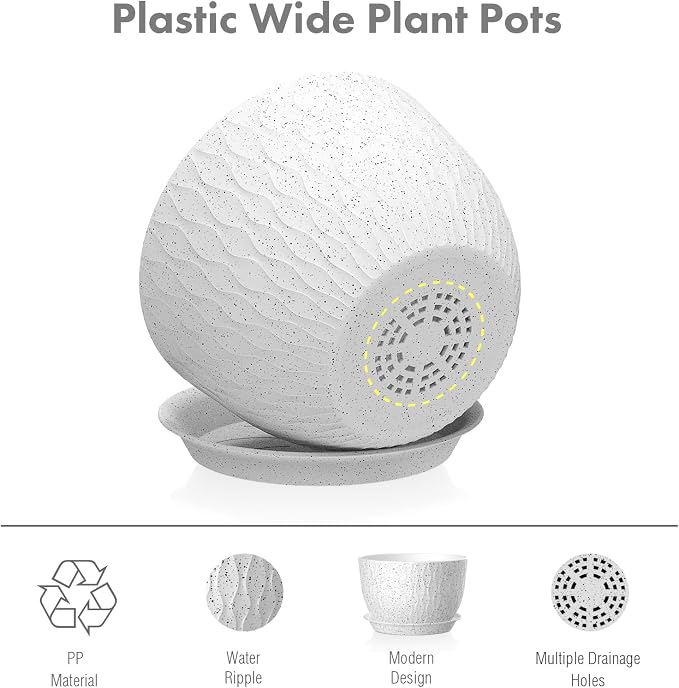 Meowell 12/10/9 inch Large Flower Pots, 3 Set Big Plant Pots - Image 4