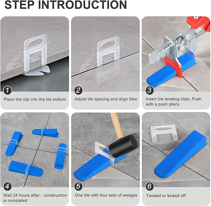 Tile Leveling System 1/16" Spacers Tile Leveler clips 2000pcs DIY Tile Leveling - Image 4