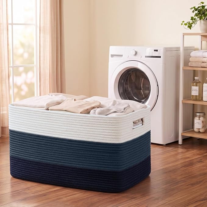 OIAHOMY 108L Extra Large Blanket Basket Dog Toy Basket Gradient Blue | - Image 6