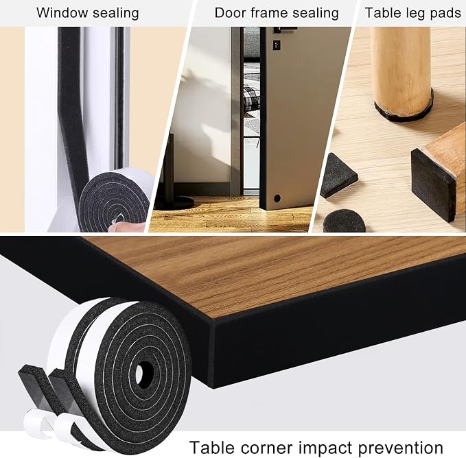 Storystore Weather Stripping Foam Tape, 1/4" x 1/8" x 51 FT Door Seal | - Image 6