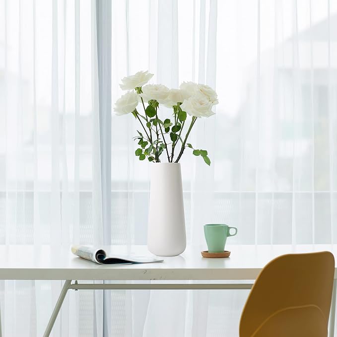 D'vine Dev 11 Inch Ceramic Flower Vase Textured Finishing, Minimalist Design - Image 6