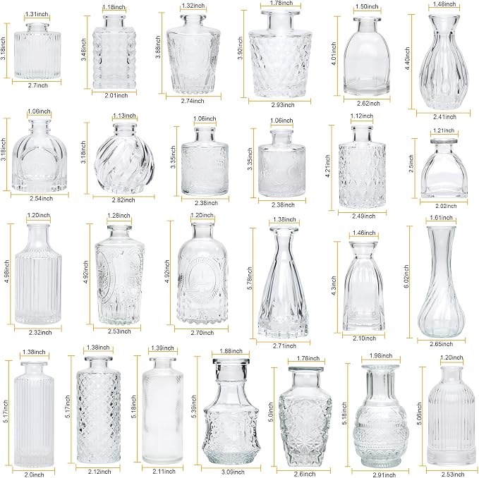 Small Glass Vases for Flowers, Mini Flower Vase Bulk for Rustic Wedding Home - Image 2
