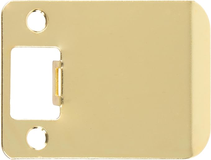 Round Corner Extended Lip Strike Plate, 2-1/4" x 2-1/2", Polished Brass by StoneHarborHardware