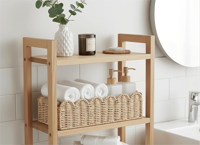 CubesLand Scalloped Toilet Paper Storage Basket W/Handle - Image 2