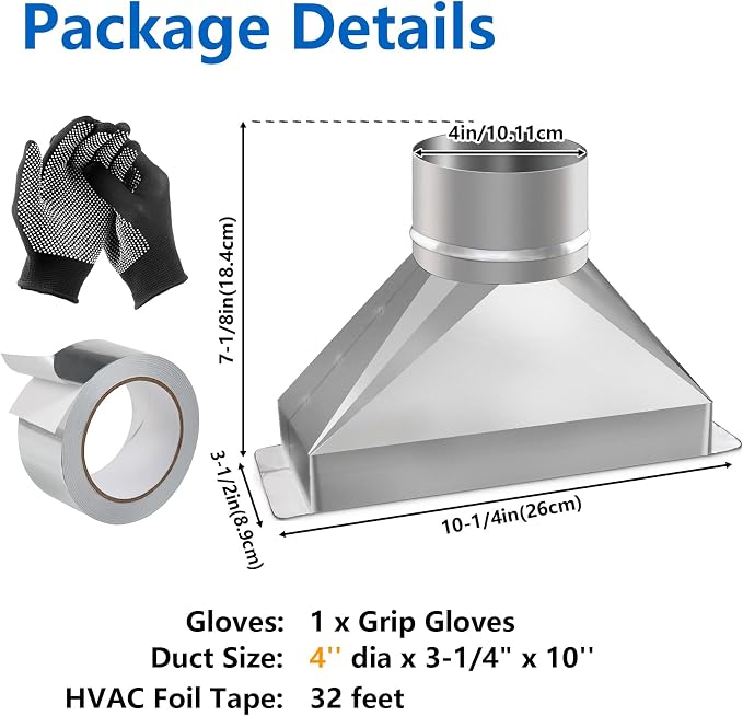 4'' Dia. Round to Rectangular Duct Transition Adapter, 3-1/4" x 10" Galvanized - Image 4