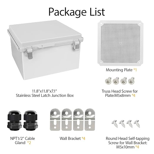 Electrical Box, IP67 Waterproof Hinged Cover Stainless Steel Latch Junction Box - Image 8