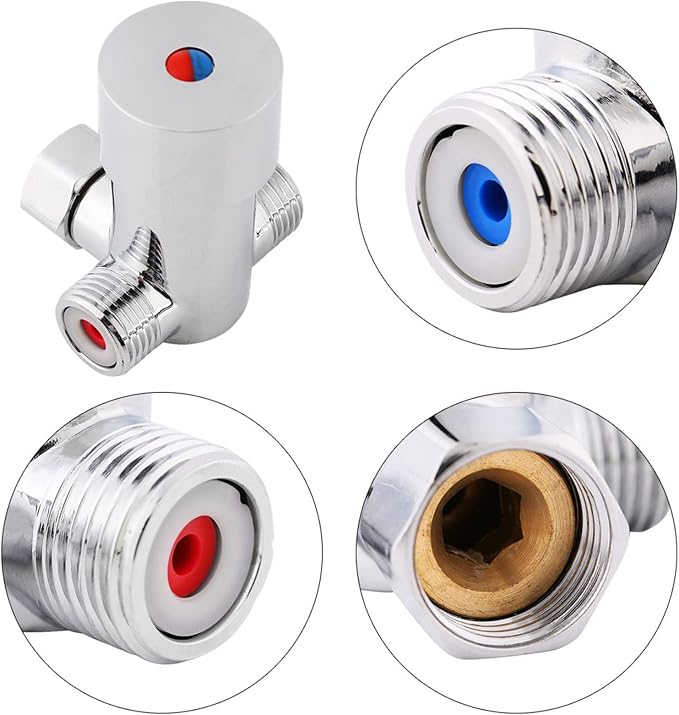 Thermostatic Mixing Valve G1 2 Compact Brass Temperature Control Water Blending - Image 3