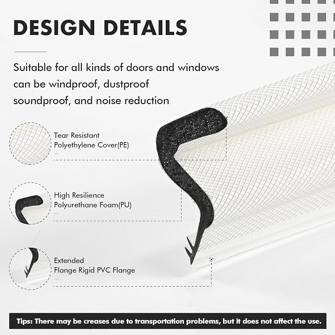 BBTO Weather Stripping Door Window Seal V-Shaped Foam Kerf, 90 Feet, - Image 3