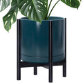 D'vine Dev Ceramic Pot with Ebony Wood Stand, 14 in, 55-B-S-4 | Mid-Century by DvineDevPlanterPotsandStand