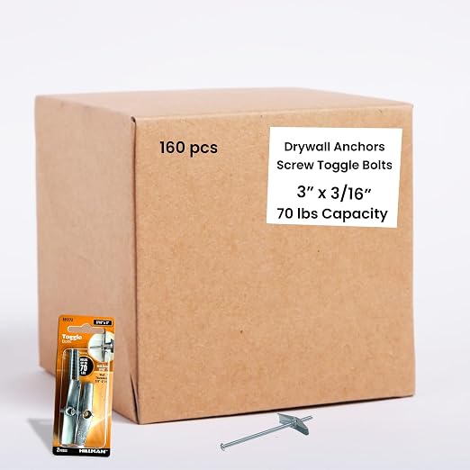 160 pcs Heavy Duty Drywall Anchors & Screws Toggle Bolts and Wing Nuts Set by ALAZCO