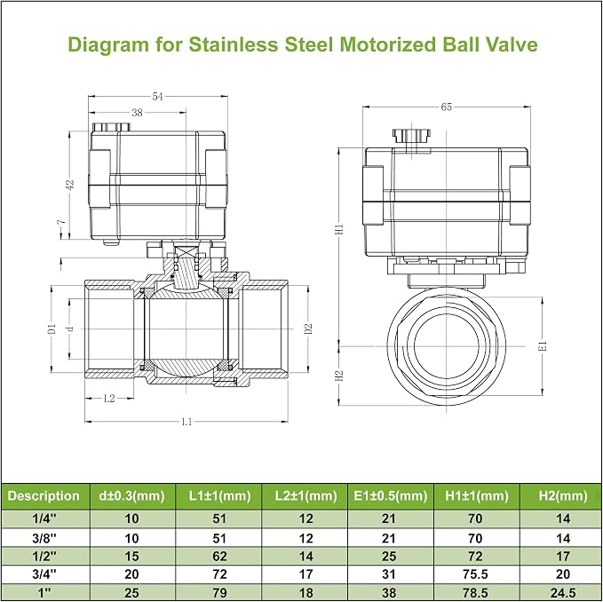 U.S. Solid 1/2inch Stainless Steel Motorized Ball Valve, Full Port, IP67 - Image 8
