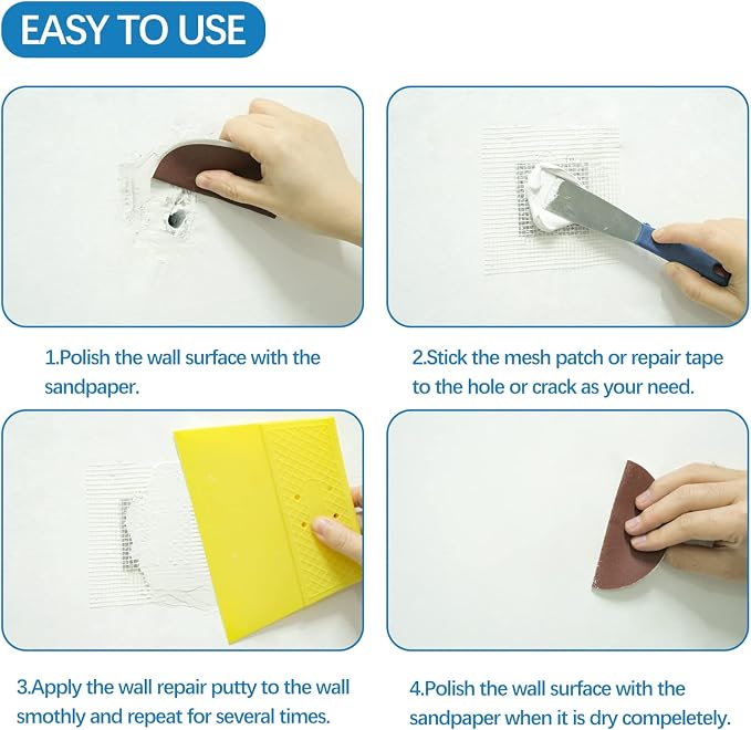 HOMMEE 19Pcs Drywall Patch Repair Kit, 4/6/8/10 inch Aluminum Plate - Image 6