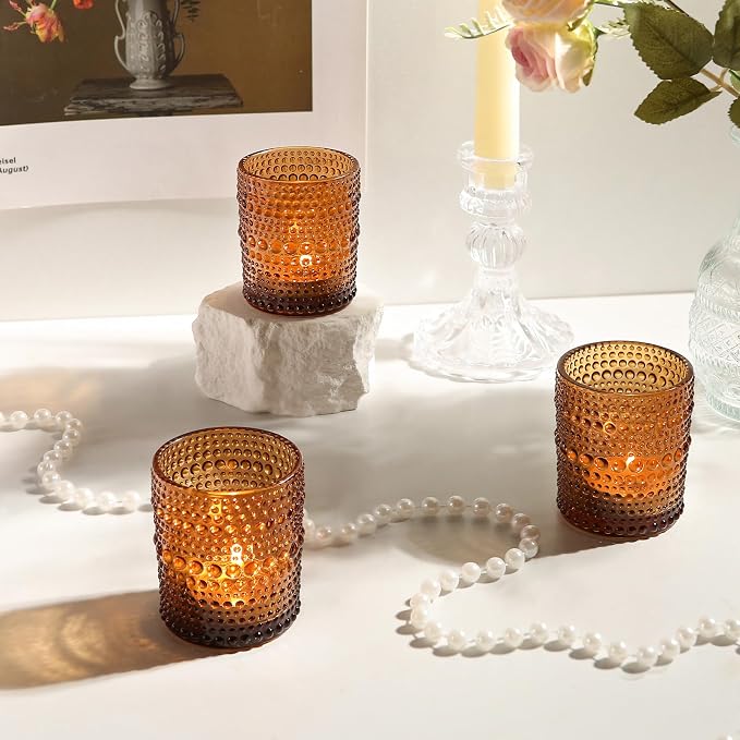 36 Pack Votive Candle Holders, Amber Vintage Candles Holders - Image 2