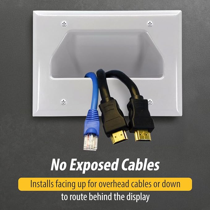 DATA COMM Electronics 45-0003-UWH 3-Gang Recessed Low Voltage Cable Pass - Image 6